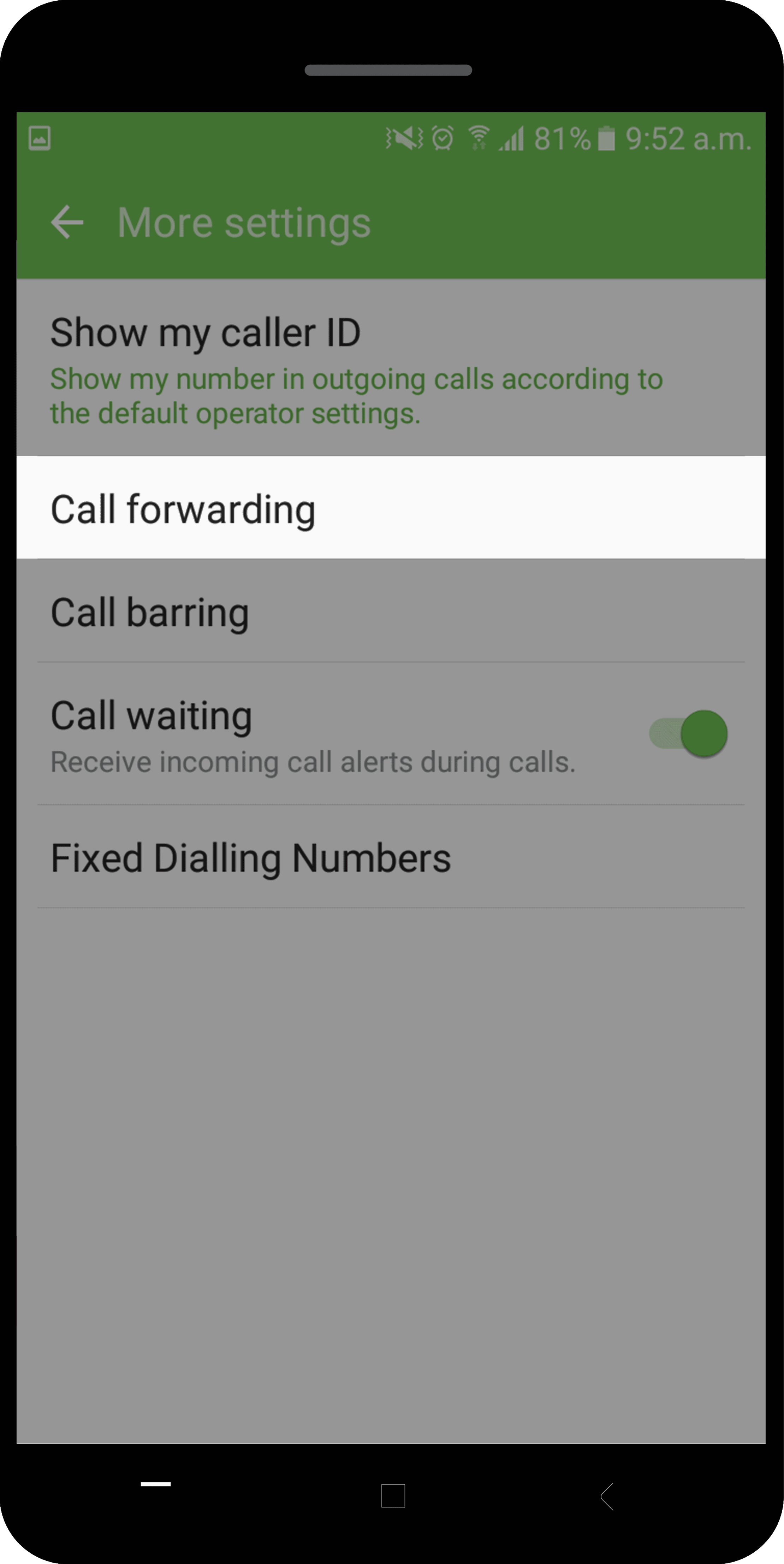 how to activate call forwarding on Android 3