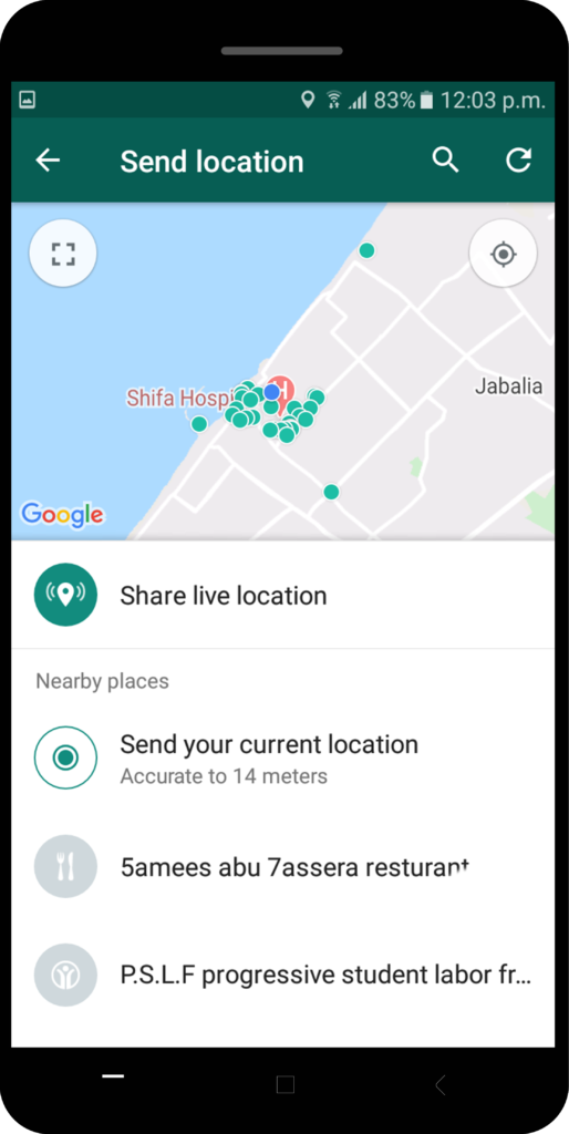 Sending location in WhatsApp