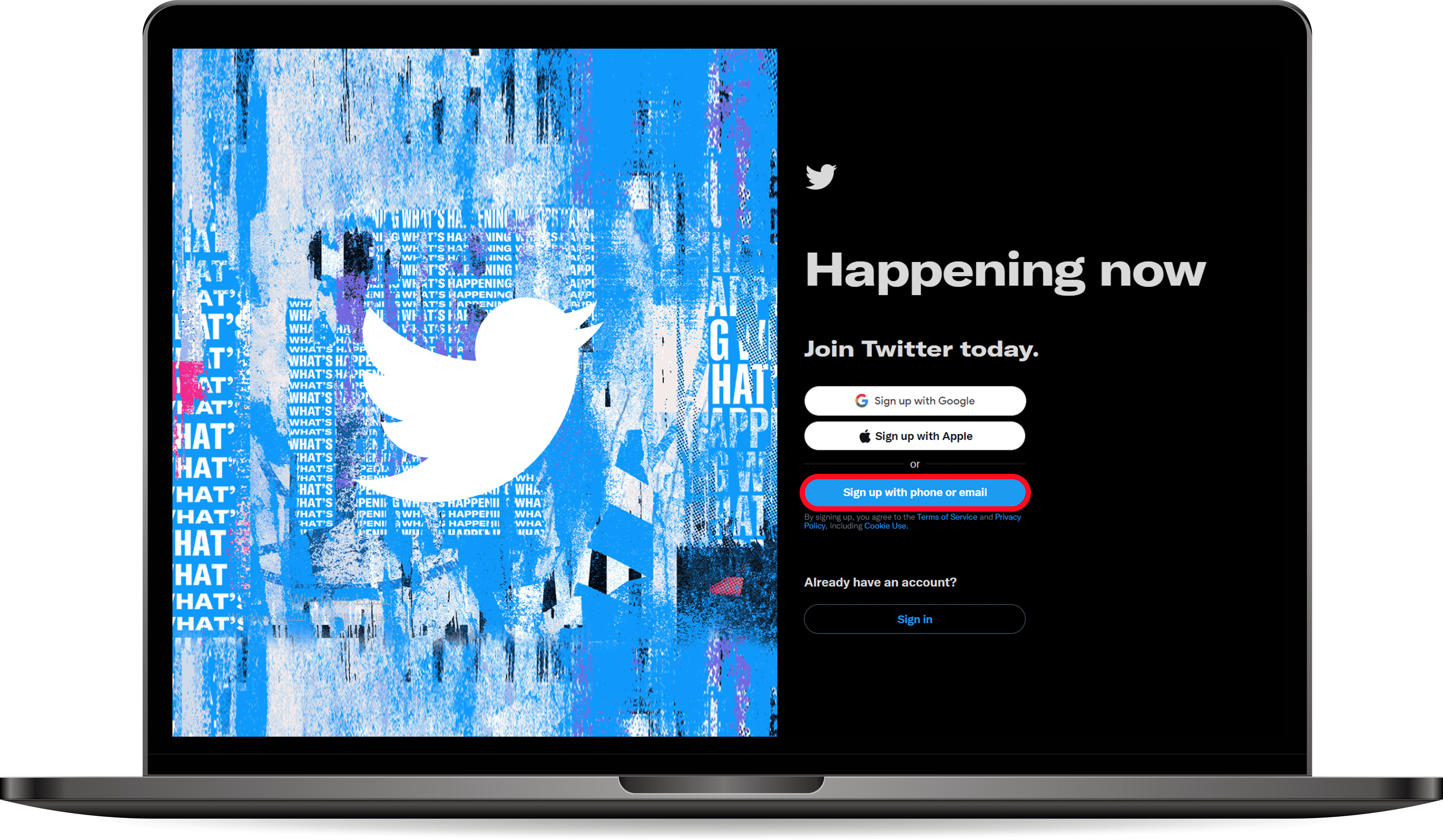 انشاء حساب تويتر وهمي