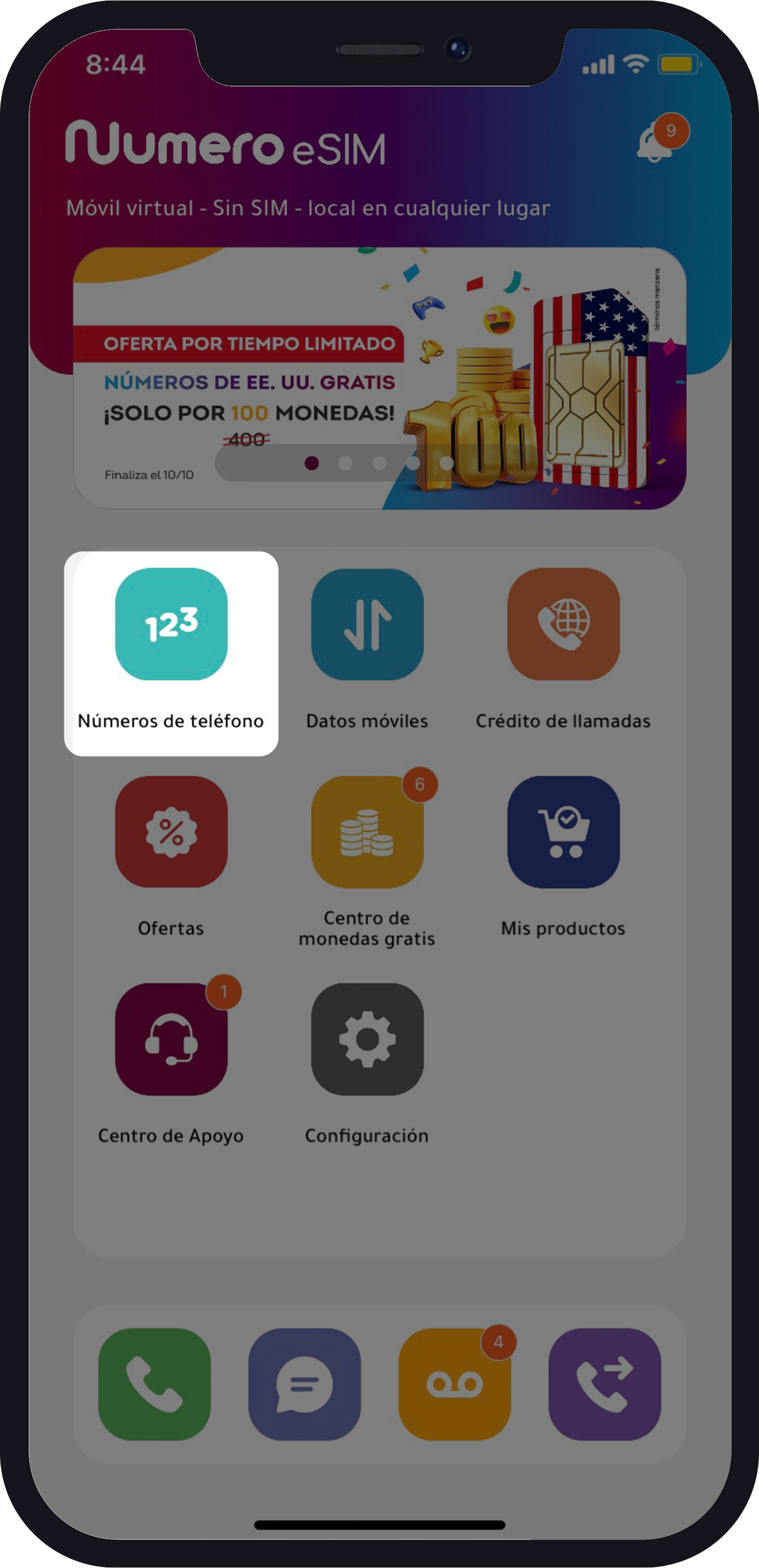 numero de telefono para recibir SMS