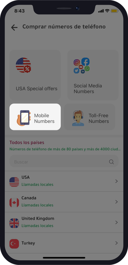 numero de telefono para recibir SMS