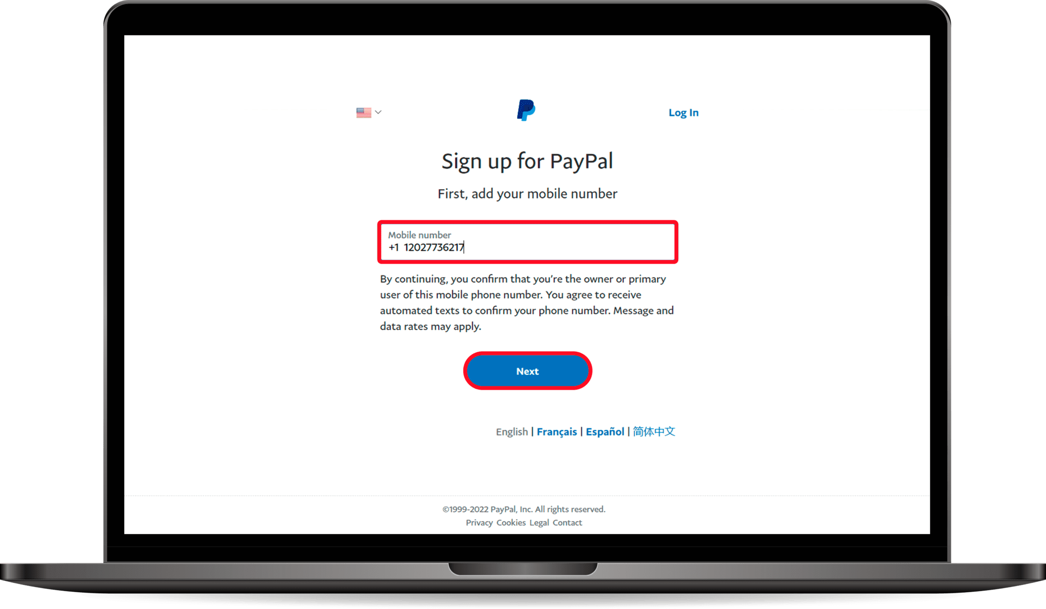 número de paypal falso