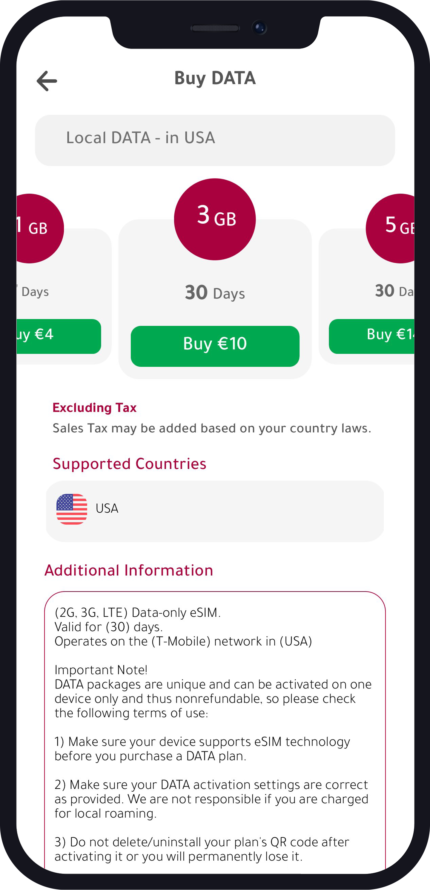 data only esim usa